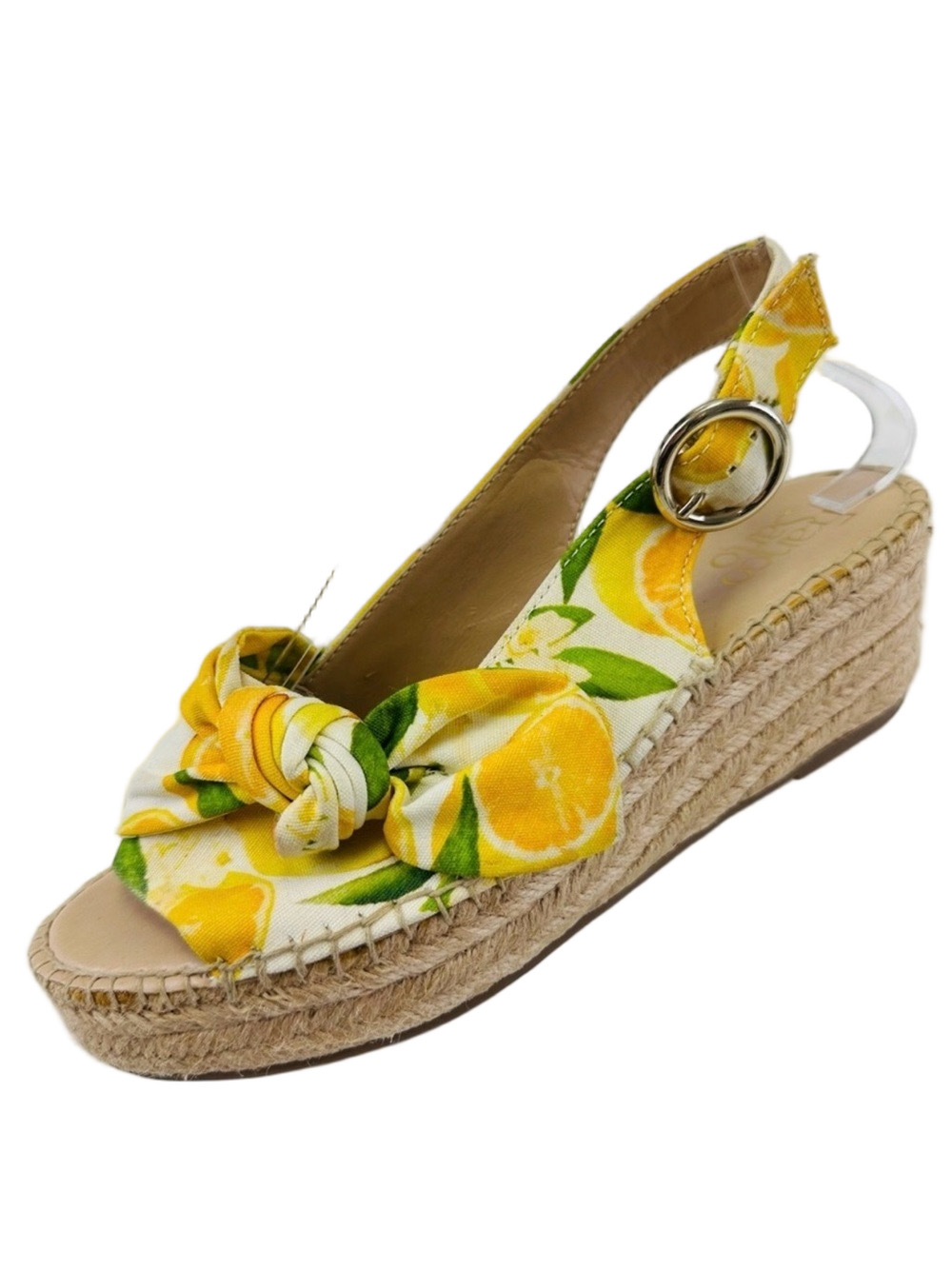 Franco Sarto lemon Pirouette espadrilles Size 8 platform wedge slingback Summer